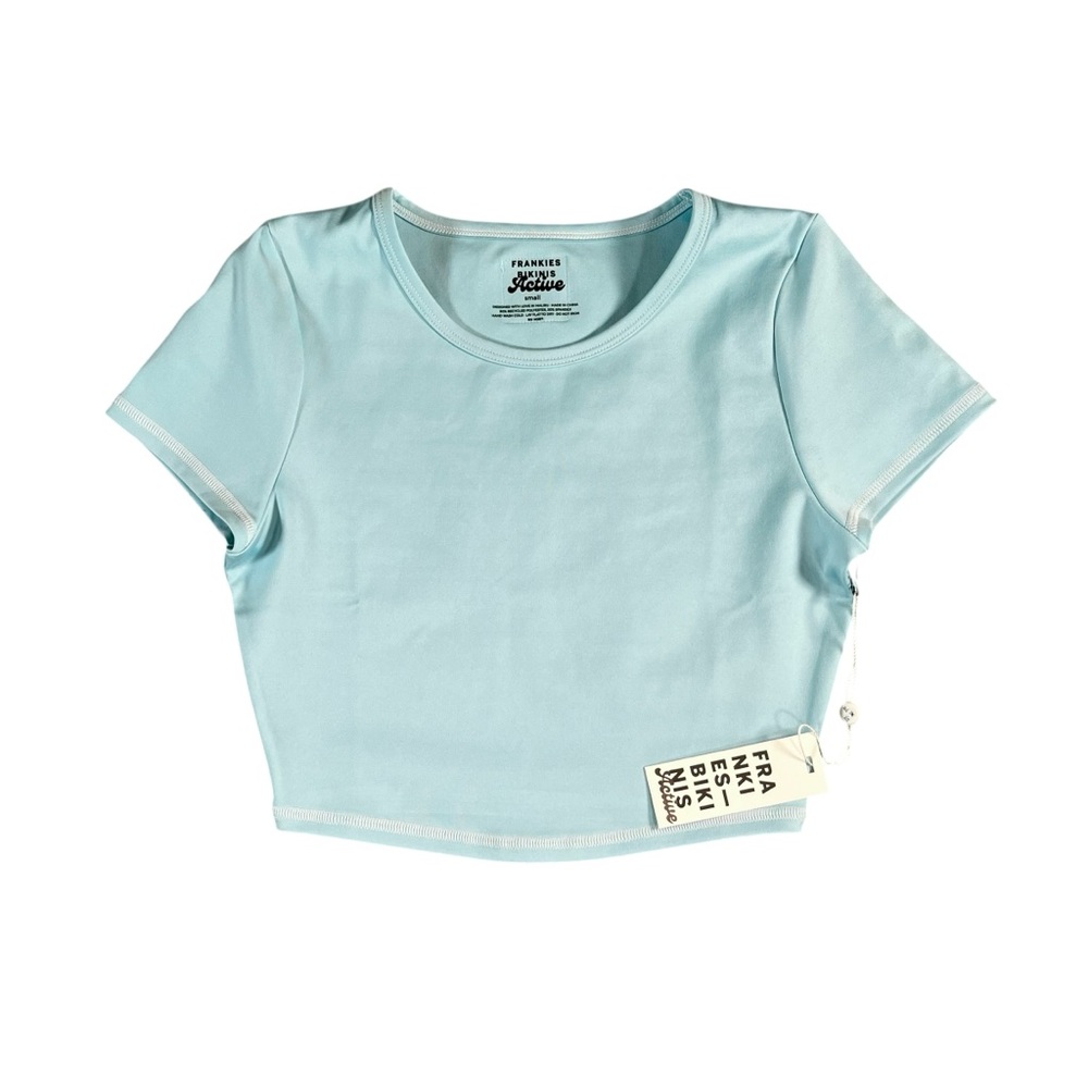 Frankies‎ Bikinis Active NWT Blue Zippy Baby Tee Size Small